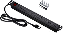 Load image into Gallery viewer, Network Grade 12 Right Angle Outlets Rackmount PDU Power Strip with 6ft Cord,