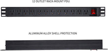 Load image into Gallery viewer, Network Grade 12 Right Angle Outlets Rackmount PDU Power Strip with 6ft Cord,
