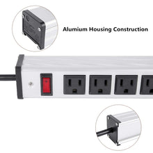 Load image into Gallery viewer, long Power Strip 24 Outlet Heavy Duty Multi Plug Outlet Aluminum Socket
