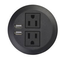 Load image into Gallery viewer, Desktop Power Grommet Power Outlet Socket Desk Data Center 2 Outlet with 2 USB Ports with 10 FT Extension Cord