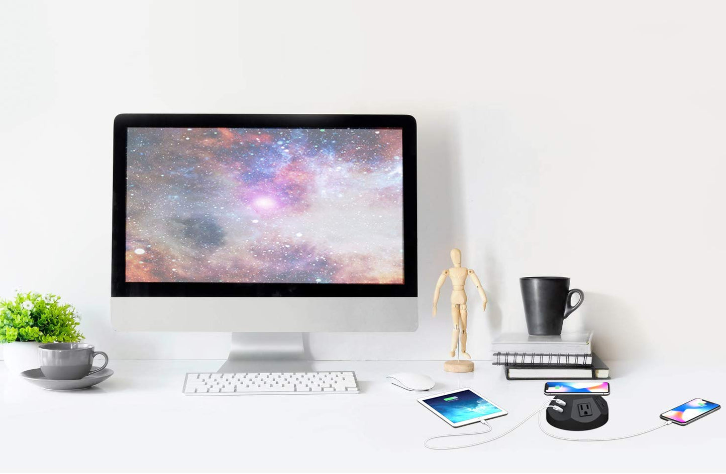 BTU Tower Power Strip Wireless Charger Desktop Charging-1500W 125V 4 Outlet Plug
