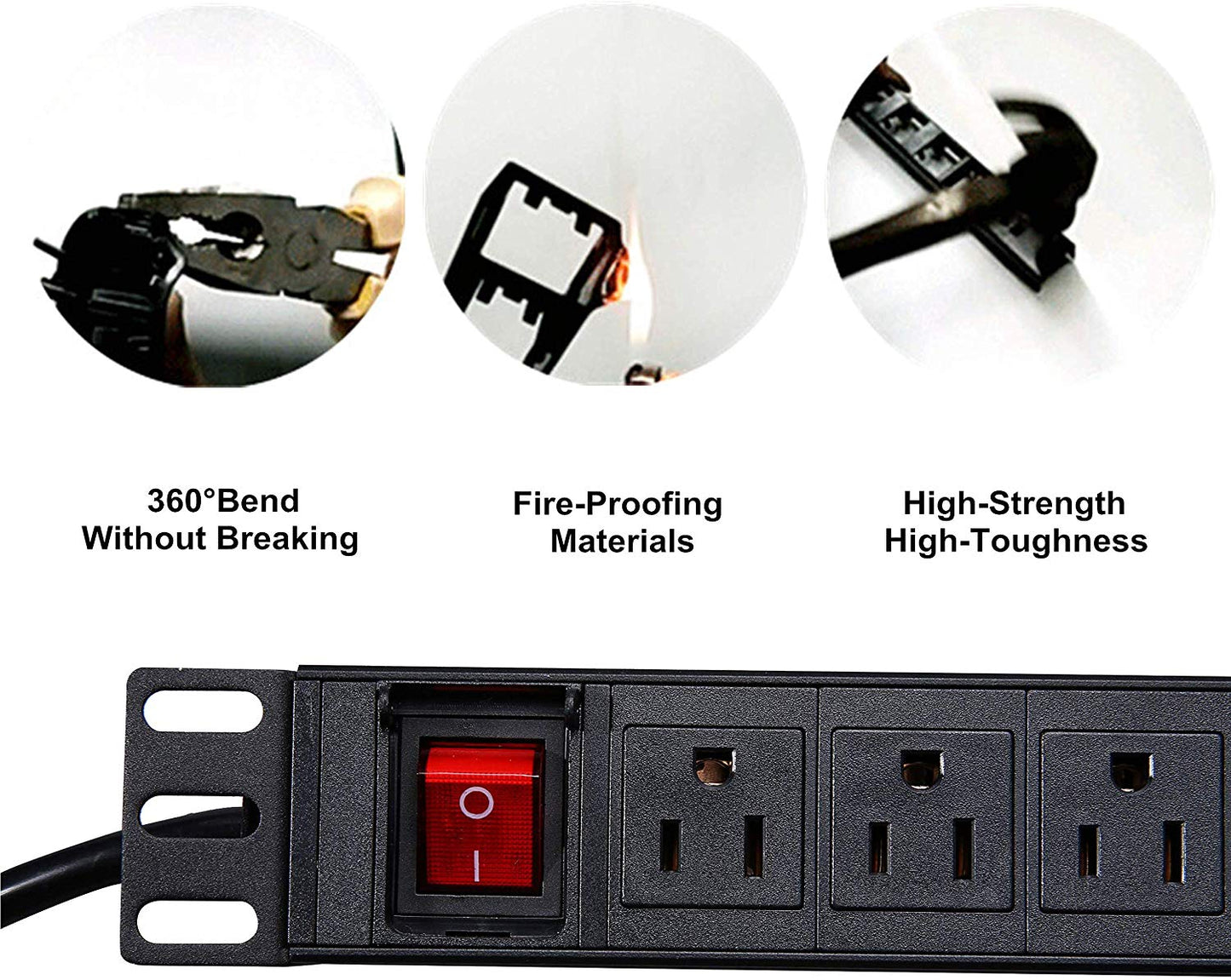 Network Grade 12 Right Angle Outlets Rackmount PDU Power Strip with 6ft Cord,