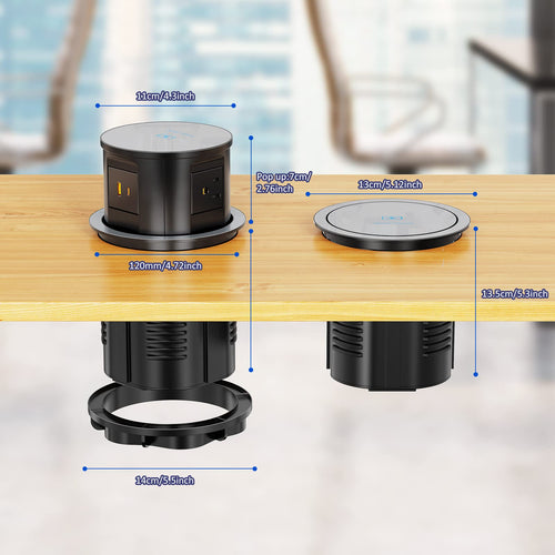 Retractable Recessed Hidden Outlet with 18W Wireless Charger