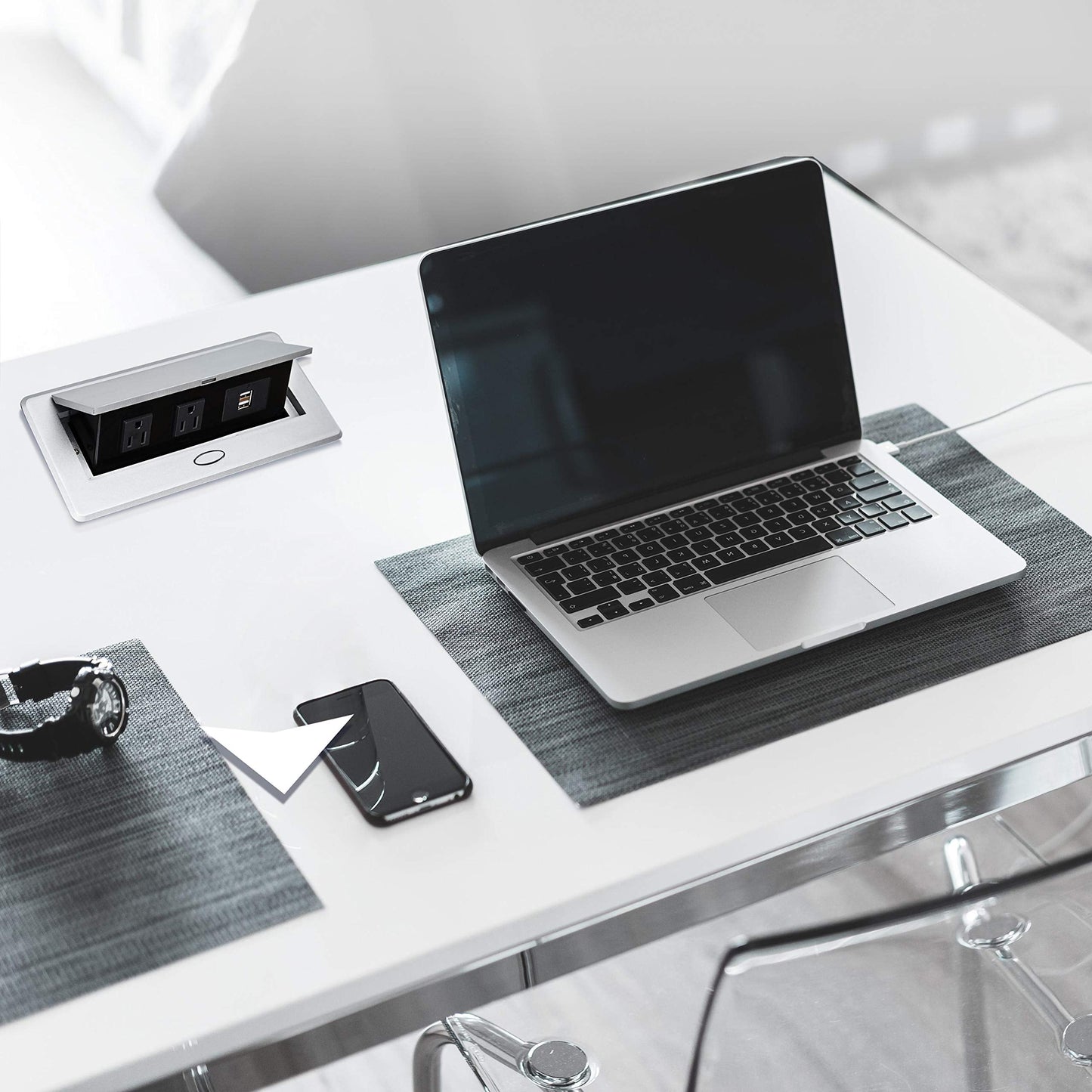 Pop Up Power Cover Box Desktop Socket with Dual USB