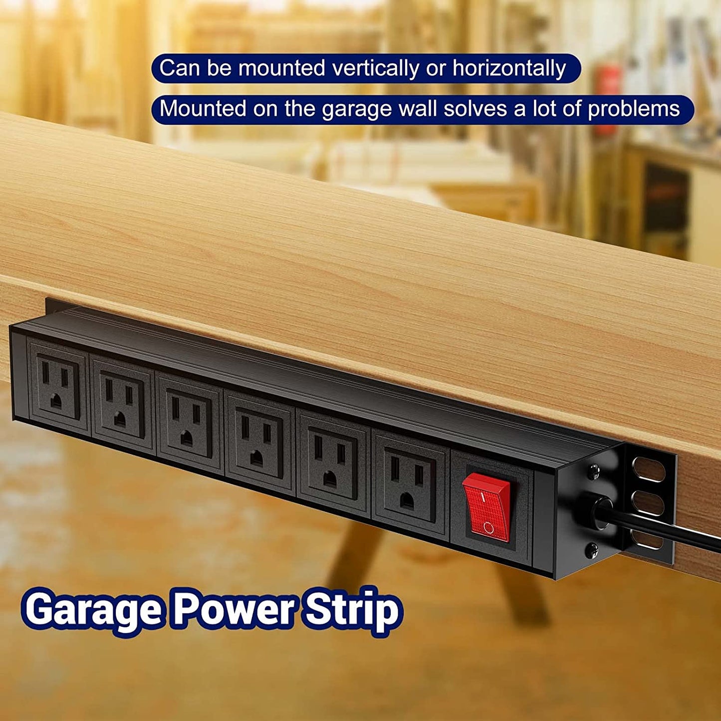 6 Outlets Wall Mount Power Strip with 6 FT