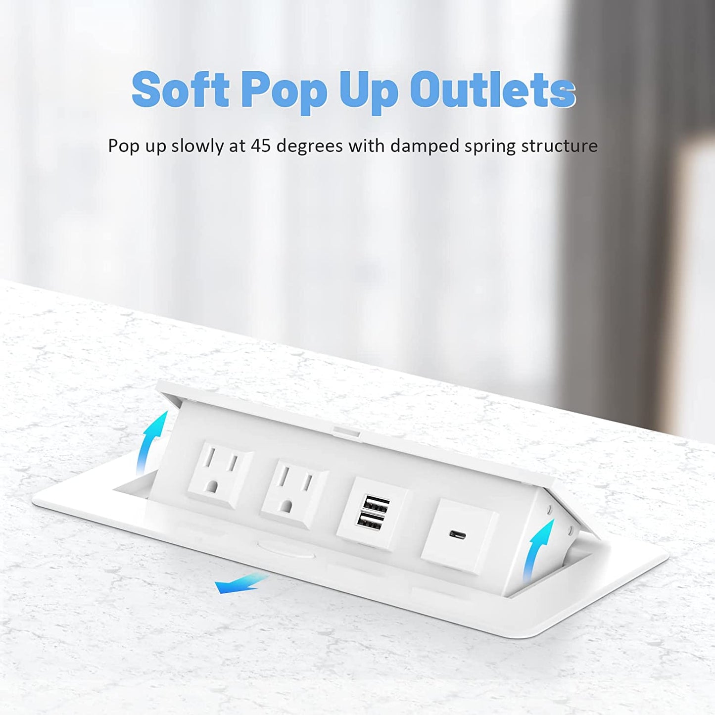 Pop Up Power Strip with 2 AC Outlets USB A and USB C