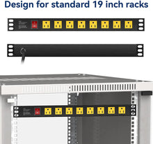 Load image into Gallery viewer, 8 Outlets U Rack Mount PDU Power Strip Surge Protector