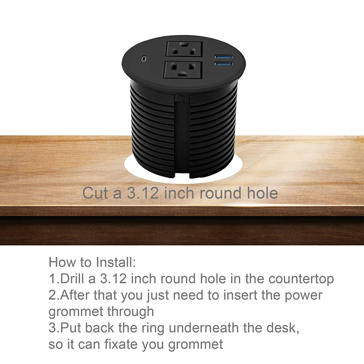 Recessed Round Power Outlets with type C