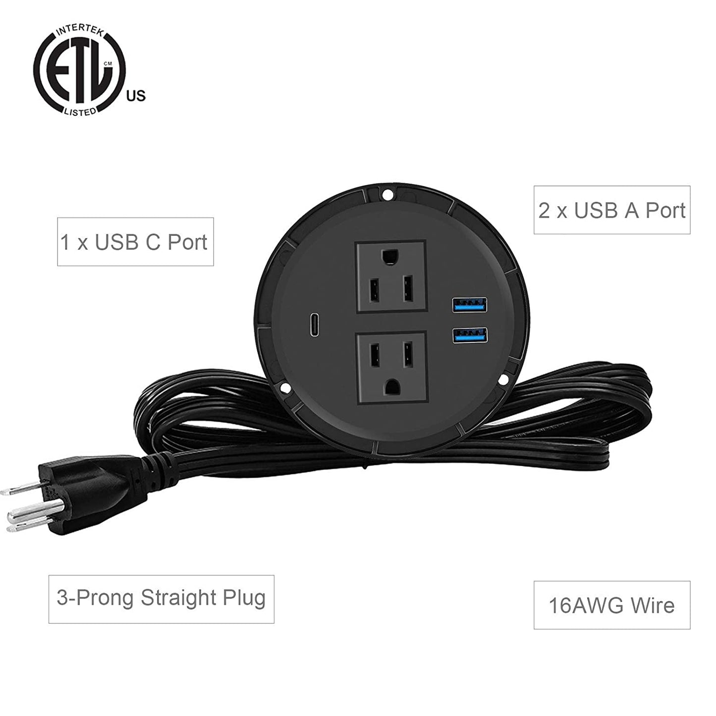 Recessed Round Power Outlets with type C