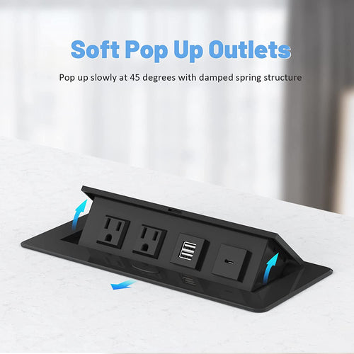 Pop Up Power Strip with 2 AC Outlets USB A and USB C