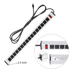 16 Outlet Power Strip, Heavy Duty Metal Power Strip