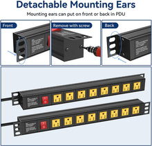 Load image into Gallery viewer, 8 Outlets U Rack Mount PDU Power Strip Surge Protector