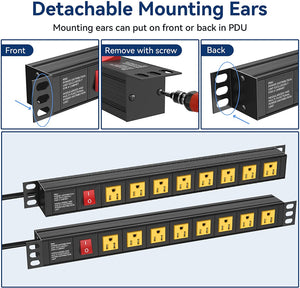 8 Outlets U Rack Mount PDU Power Strip Surge Protector