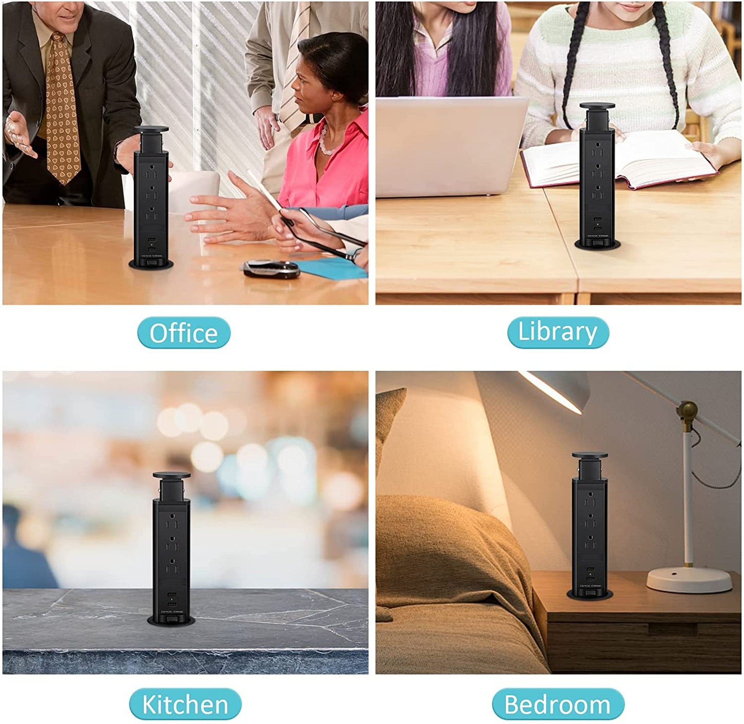 Pop Up Outlet with 3 AC Outlet & 2 USB Port