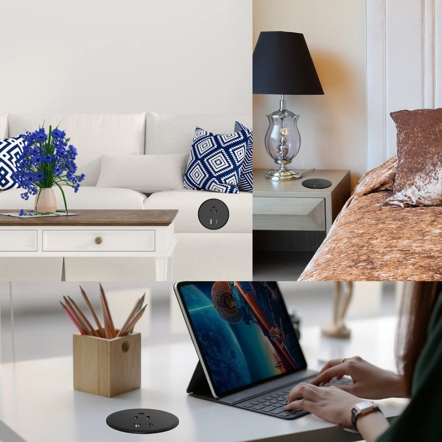 Desk Power Grommet with 18W USB C Port