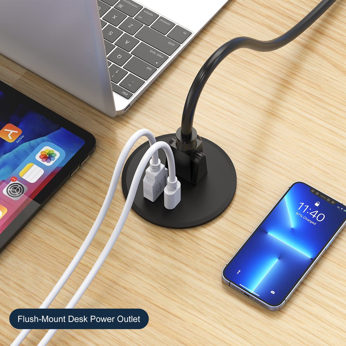 Desk Power Grommet with 18W USB C Port