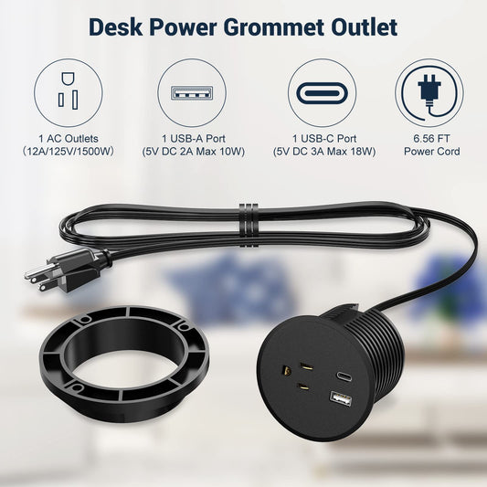 Desk Power Grommet with 18W USB C Port