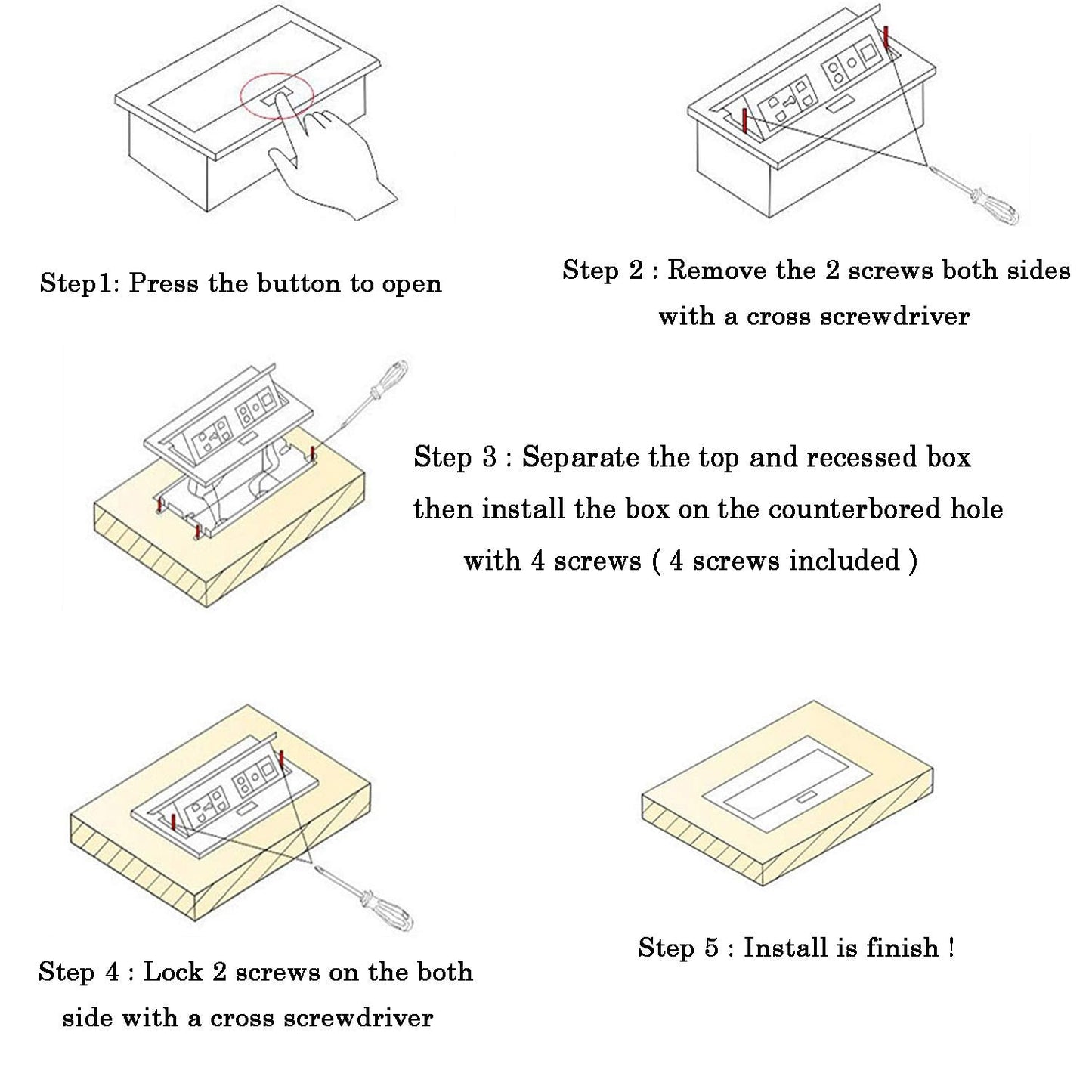Pop Up Power Cover Box Desktop Socket with Dual USB