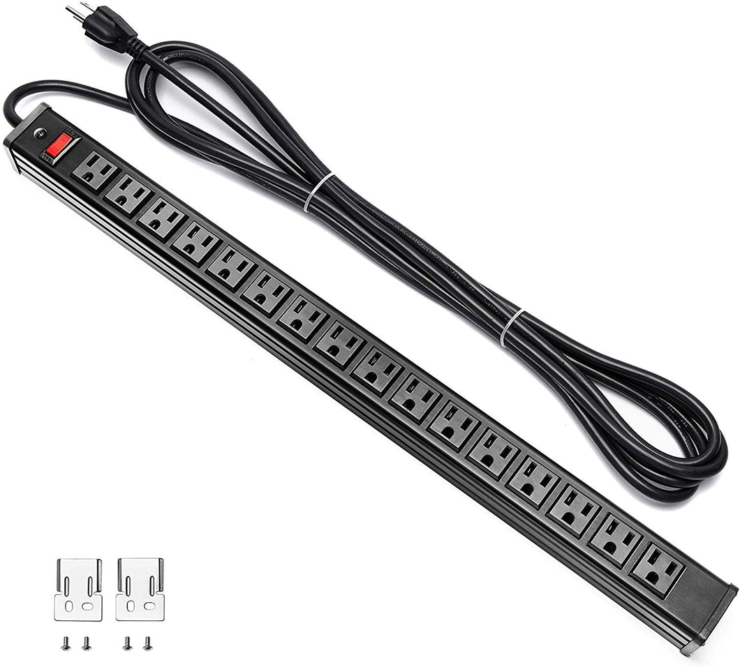 16 Outlet Power Strip, Heavy Duty Metal Power Strip