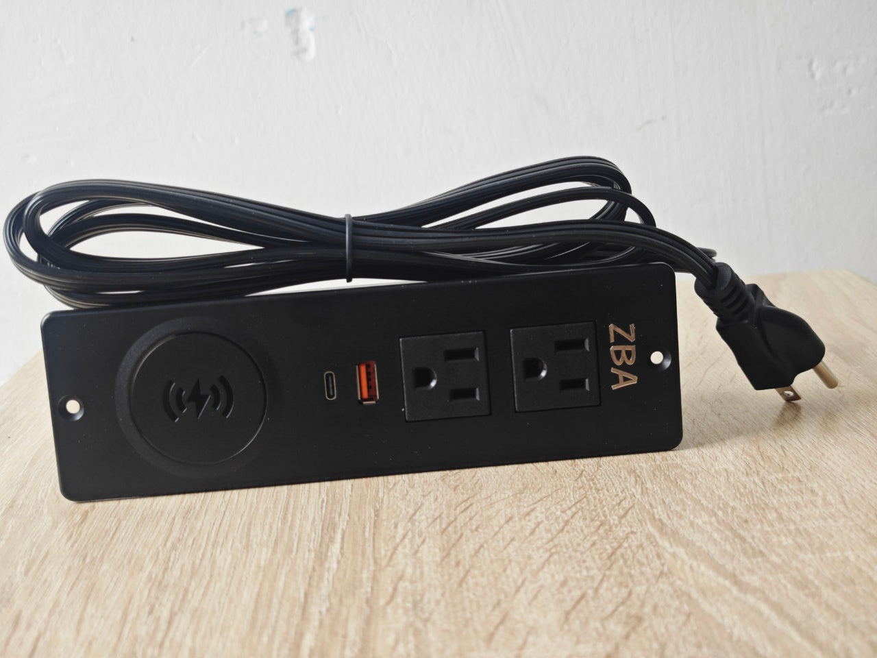 ZBA Recessed Power Strip with 20W USB C, ETL Listed Flush Mount Desk Outlet 10W Wireless Charging Station