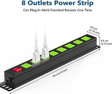 Load image into Gallery viewer, 8 Outlets U Rack Mount PDU Power Strip Surge Protector