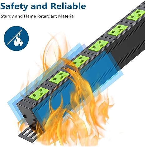 6 Outlets Wall Mount Power Strip with 6 FT