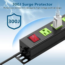 Load image into Gallery viewer, 8 Outlets U Rack Mount PDU Power Strip Surge Protector