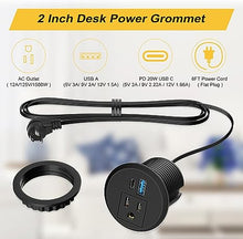 Load image into Gallery viewer, 2 Inch Desk Power Grommet Power Strip