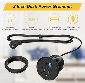 2 Inch Desk Power Grommet Power Strip