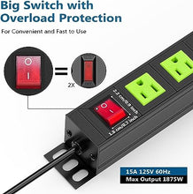 Load image into Gallery viewer, 8 Outlets U Rack Mount PDU Power Strip Surge Protector