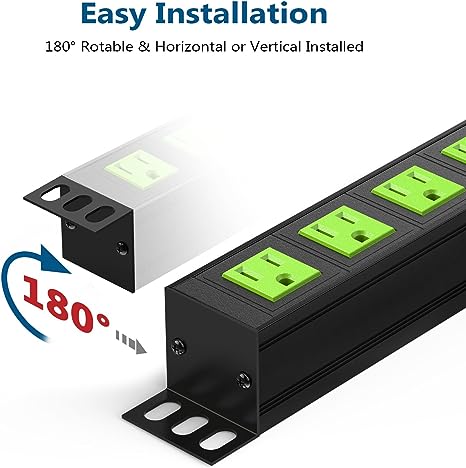 6 Outlets Wall Mount Power Strip with 6 FT