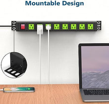 Load image into Gallery viewer, 8 Outlets U Rack Mount PDU Power Strip Surge Protector