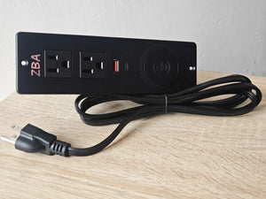ZBA Recessed Power Strip with 20W USB C, ETL Listed Flush Mount Desk Outlet 10W Wireless Charging Station
