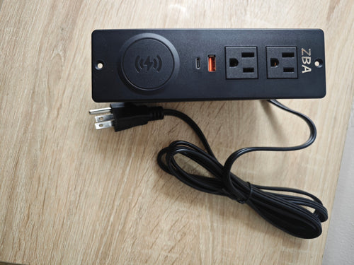 ZBA Recessed Power Strip with 20W USB C, ETL Listed Flush Mount Desk Outlet 10W Wireless Charging Station