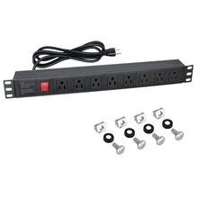 Load image into Gallery viewer, 8 Outlets U Rack Mount PDU Power Strip Surge Protector