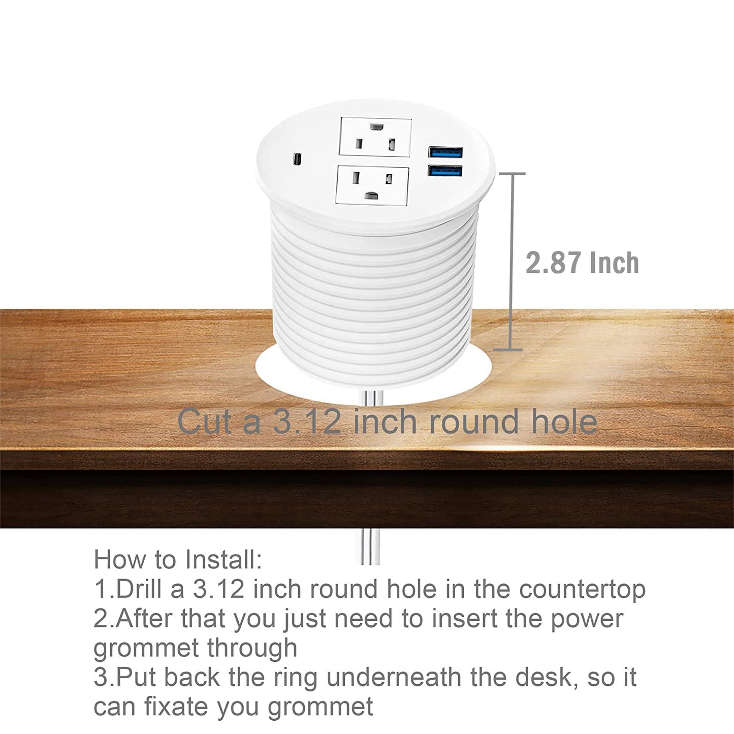 Recessed Round Power Outlets with type C