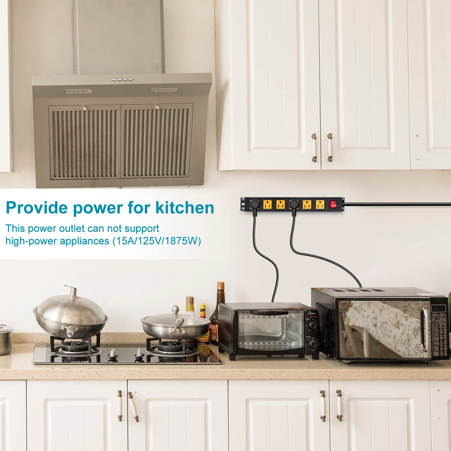 6 Outlets Wall Mount Power Strip with 6 FT