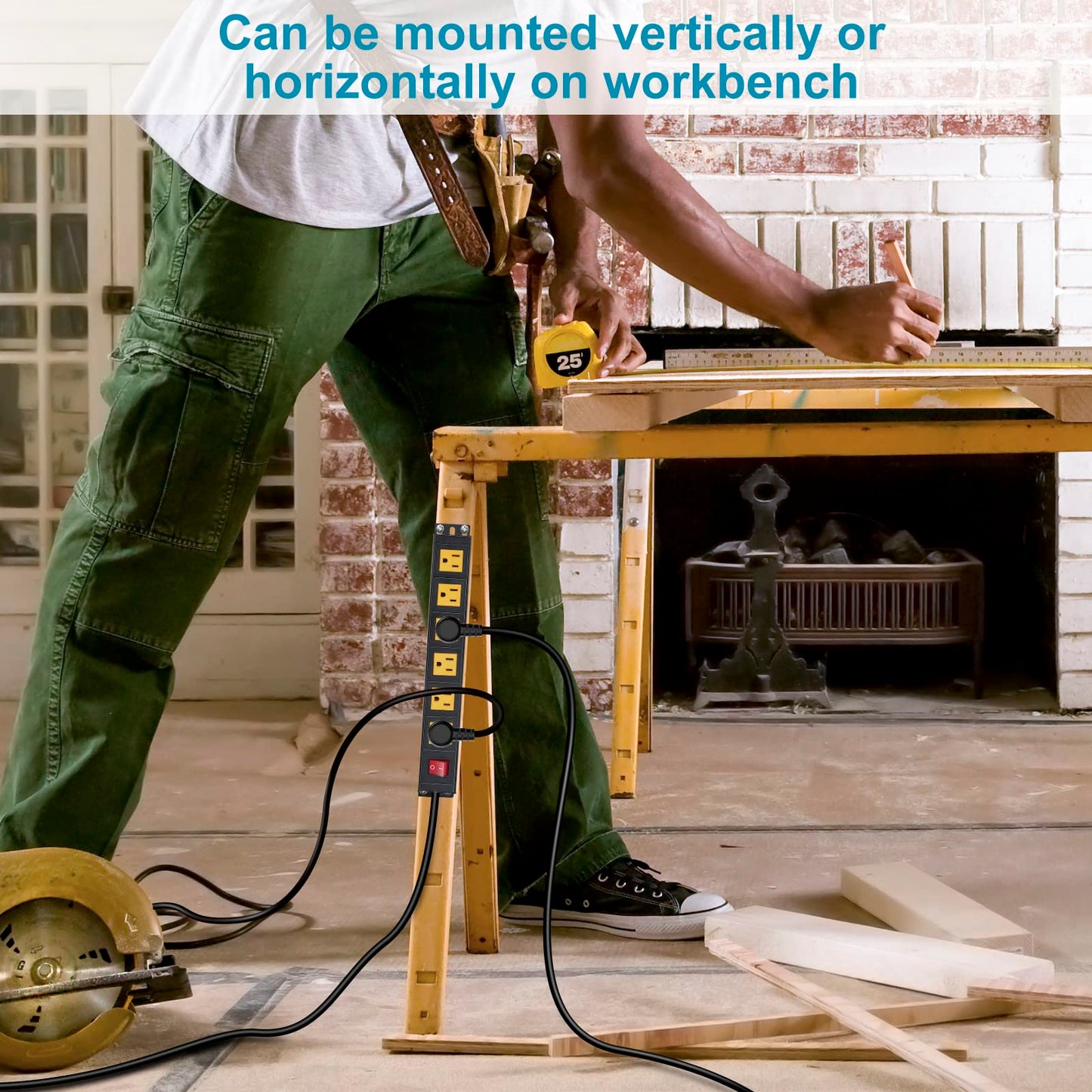 6 Outlets Wall Mount Power Strip with 6 FT