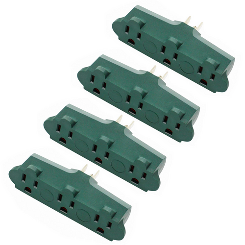 BTU ETL  3 Outlet Grounding Adapter, Grounded Wall Tap, Heavy Duty 3 Way Plug,(Pack of 3)