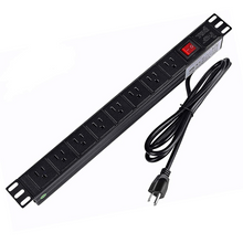 Load image into Gallery viewer, BTU Power Strip Surge Protector Rack-Mount PDU, 8 Right Angle Outlets Wide-Spaced, 15A/125V, 6ft Cord, Black
