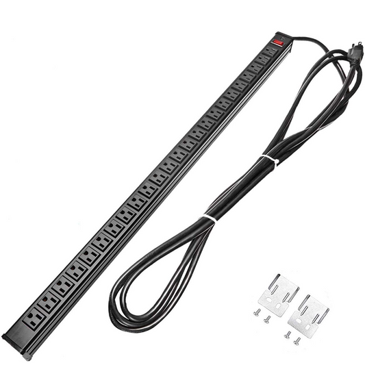 long Power Strips 24 Outlet Heavy Duty Multi Plug Outlet Aluminum Socket with Smart Circuit Breaker