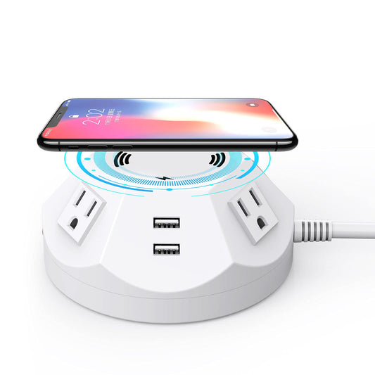 Power Strip Tower BTU Surge Protector Power Strip 4 AC Outlet with 4 USB Ports Charging Station 6.56 FT Extension Cord for PC Tablet Computer Office Dorm Room Home