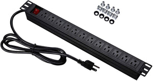 Network Grade 12 Right Angle Outlets Rackmount PDU Power Strip with 6ft Cord,