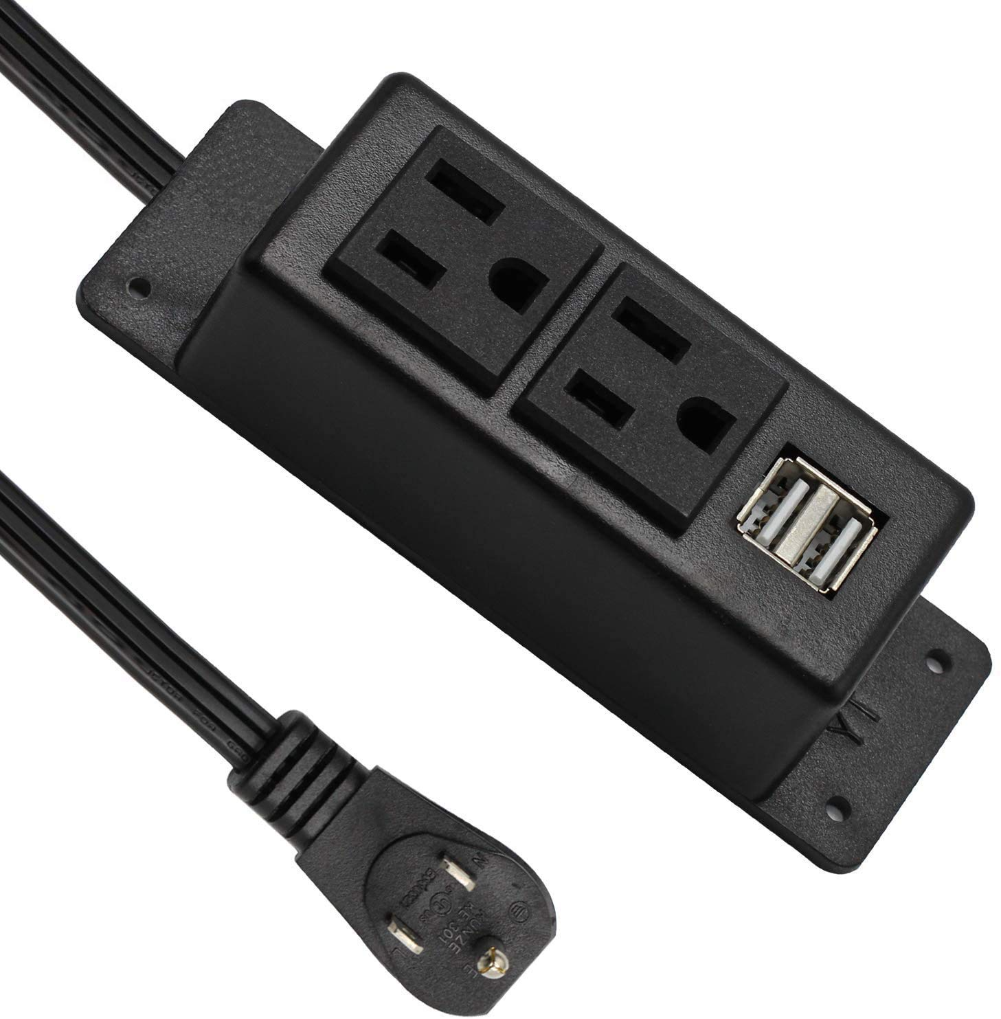 Power Strip with USB, BTU Desktop Power Outlet with 2 AC Outlets, 2 USB ...