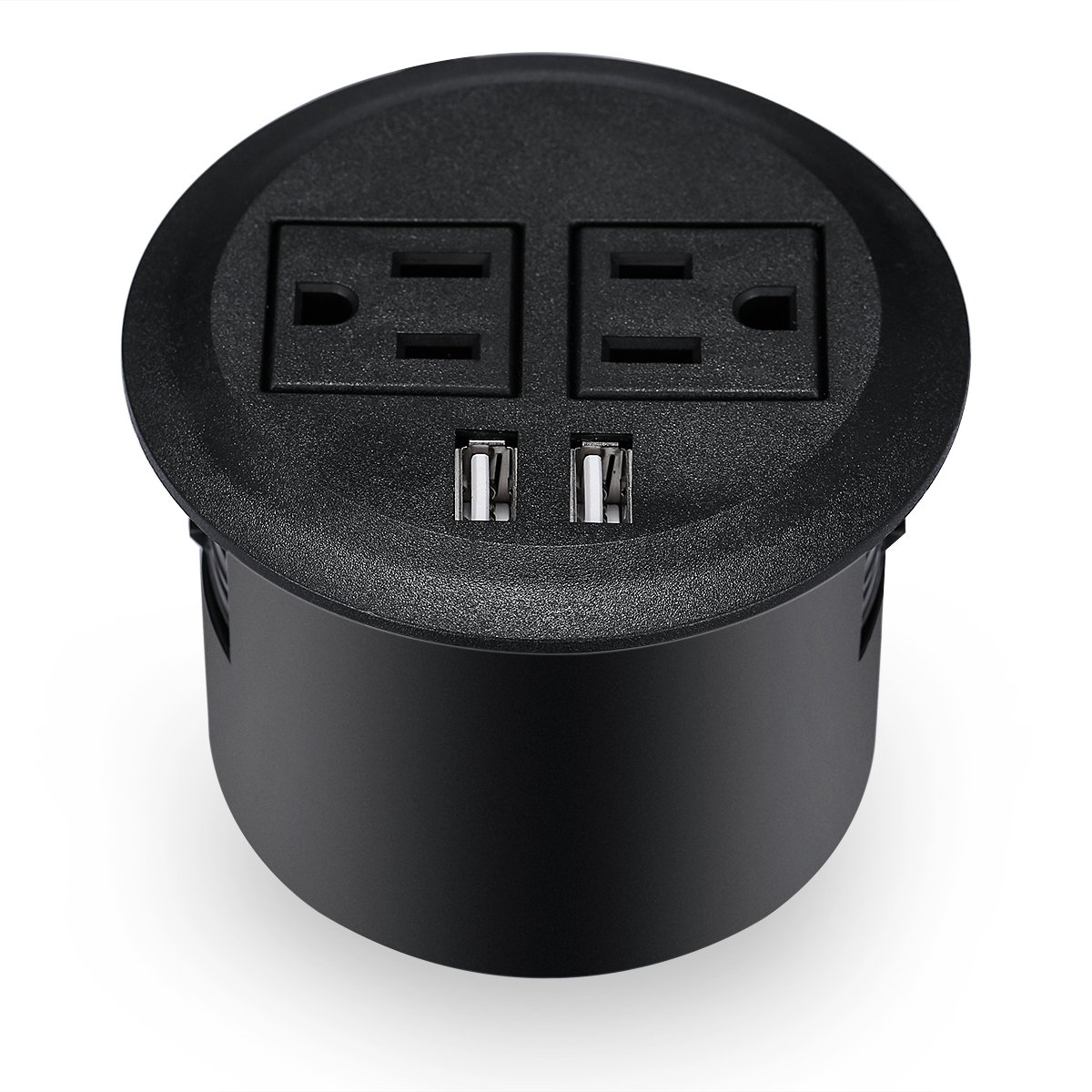 Desktop Power Grommet Power Outlet Socket Desk Data Center 2 Outlet with 2 USB Ports with 10 FT Extension Cord