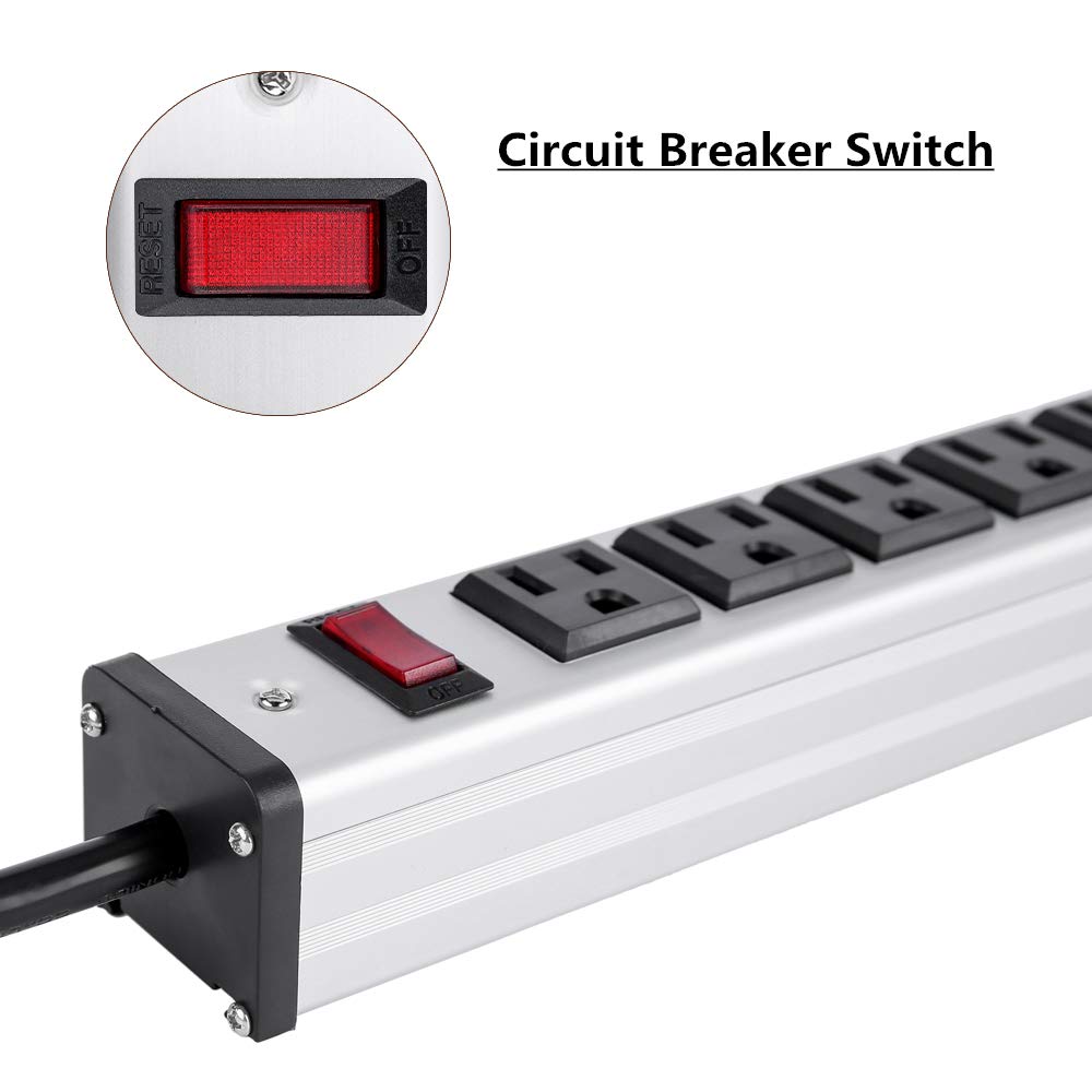 long Power Strip 24 Outlet Heavy Duty Multi Plug Outlet Aluminum Socket