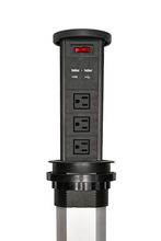 Load image into Gallery viewer, Automatic Raising Pop up Outlet Retractable Hidden Recessed Surge Protector Power Strip 3 AC Plug Power Socket and 2 USB Ports with Wireless Charging Stations for Kitchen Conference Table