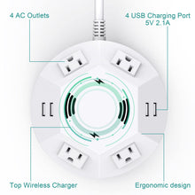 Load image into Gallery viewer, Power Strip Tower BTU Surge Protector Power Strip 4 AC Outlet with 4 USB Ports Charging Station 6.56 FT Extension Cord for PC Tablet Computer Office Dorm Room Home