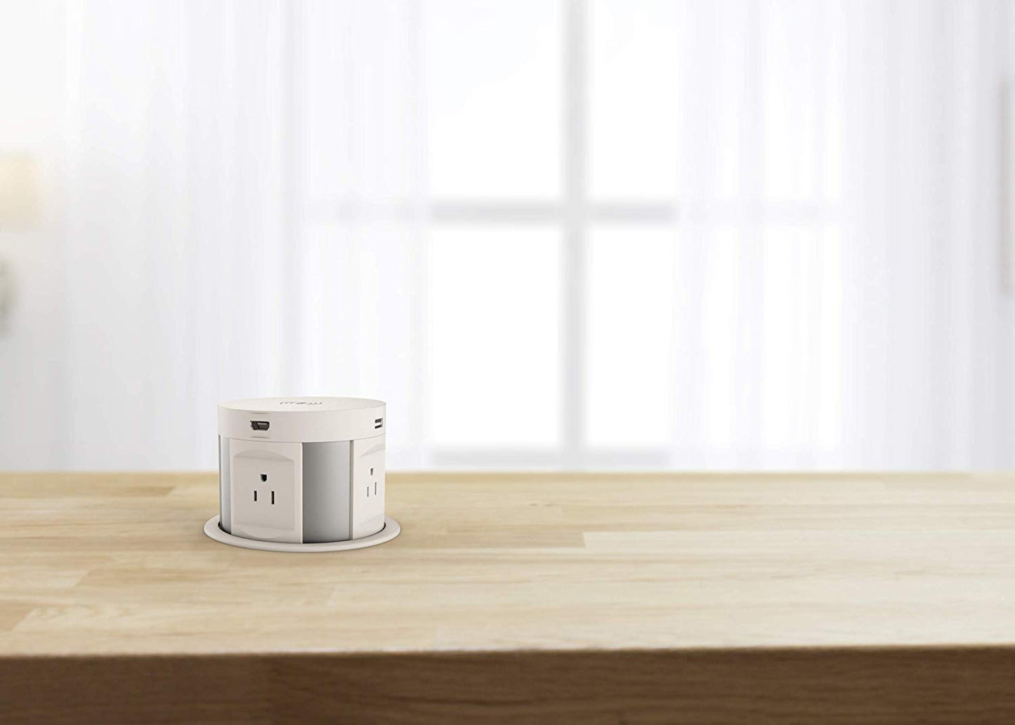 Automatic Pop Up Socket, Desk Retractable Recessed Power Strip, Pop Up Power Outlet with Wireless Charger