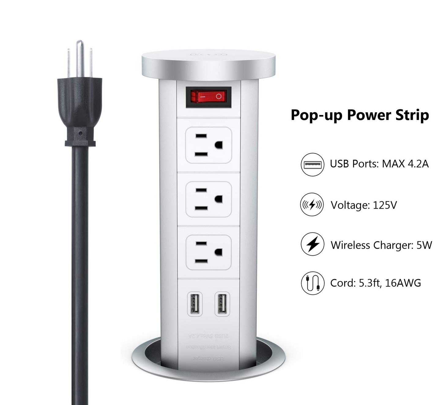 Automatic Pop Up Sockets, Retractable Recessed Power Strip